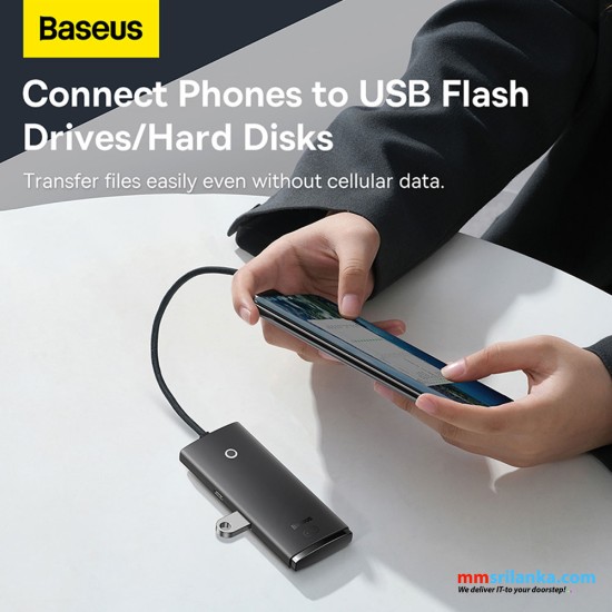 Baseus Lite Series 4-Port Type-C HUB Adapter (Type-C to USB 3.0*4) 25cm Black